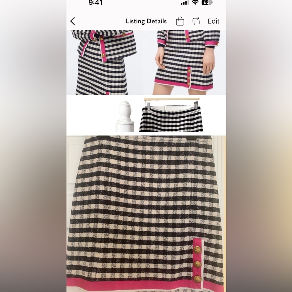 JCrew navy/cream skirt, size 6, NWT sold separately